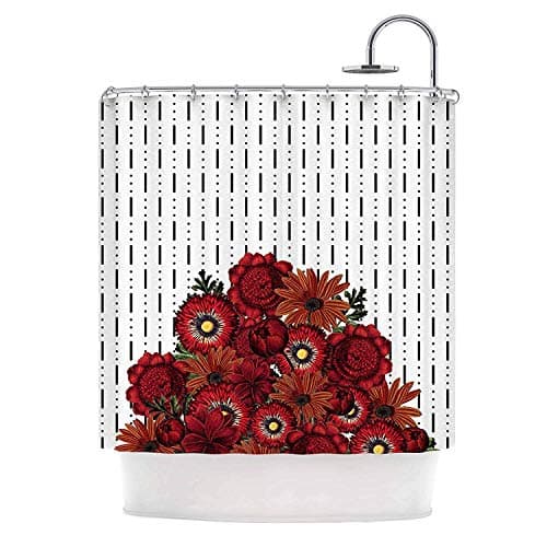 Flaun Tobe Fonseca Spring Pattern Dotted Lines Black Red Mixed Media Shower Curtain,