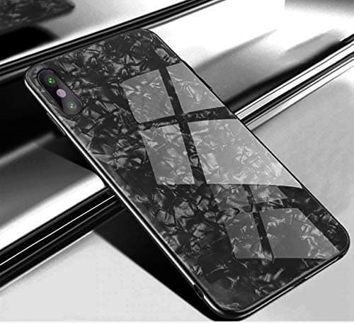 A rtistque Luxurious Marble Pattern Bling Shell Back Glass Case Cover with Soft TPU Bumper and Hybrid Technology for Samsung Galaxy A50s / A50 / A30s - Black