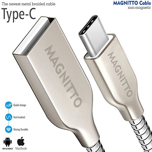 USB Type C Cable, MAGNITTO 3.3FT USB C Cable Metal Braided Fast Charger Data Cord for Samsung Galaxy S8 Plus Note 8, LG G5 G6 V20 v30 Nexus 6P 5X Moto Z, Strong &amp; Premium Type C to USB Charging Cable