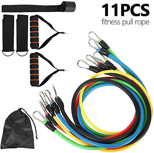 Resistance Bands Set Elastic Fit Simplify Resistance Loop Exercise Bands 11PC With 5 Fitness Tubes Suitable for Home Exercise Training Yoga,A