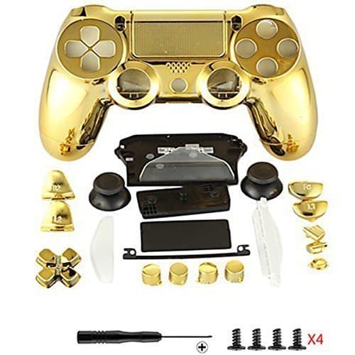 Canamite Replacement Parts Full PS4 Controller Housing Shell Protective Case Cover Button Kit for PlayStation 4 DUALSHOCK 4 Controller (glod colour)