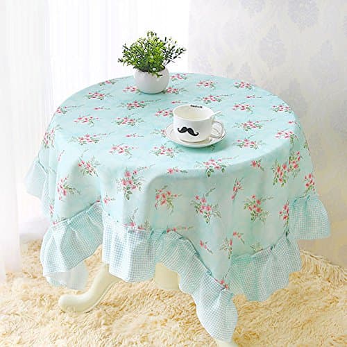 Autohome Square Polyester Tablecloths for Square Round Dining Tea Table - 43 by 43 inch Green Floral