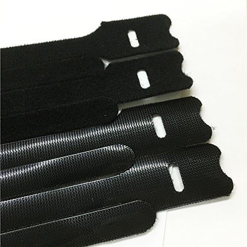 Andy ke Reusable Cable Ties 30Pcs Microfiber Cloth Hook and Loop Fastening Wire Fit for Cable or Wire Organized (Black)