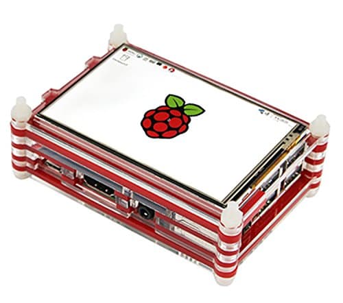 Guhui 9 Layer Clear Acrylic Shell raspberry pi 3 3.5 Inch Touch Display Compatible for LANDZO 3.5 inchTouch Display ) (red)