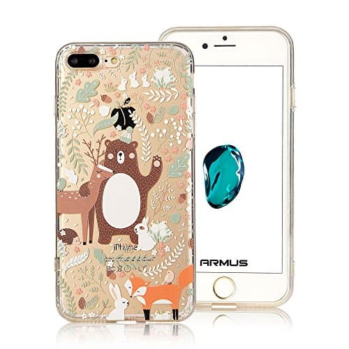 iPhone 7 Plus Case [Floral Pattern] ARMUS Premium Quality 3D UV Print Soft Flexible TPU Transparent Skin Scratch-Proof Protective Case for 5.5 inches iPhone 7 Plus (Floral &amp; Anml 7+)