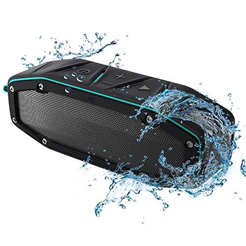 IPX6 Multi-function bluetooth 4.1 outddoor waterproof speaker with MIC,10w stereo double unit sound play music with hook for shower,climbing ,cycling and surfing. (Blue)