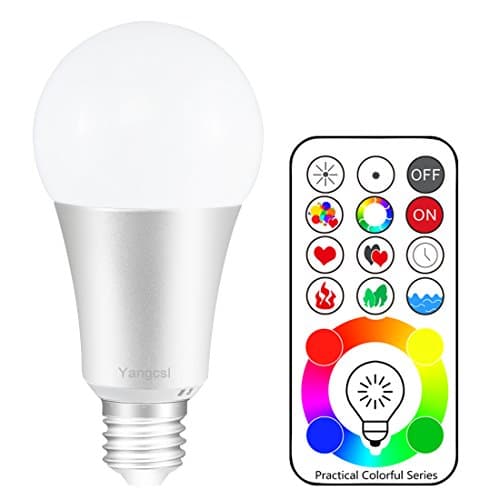 Yangcsl E26 Dimmable Color Changing LED Light Bulbs with Remote Control, Memory &amp; 3-Way, Daylight White &amp; RGB Multi Color, 60 Watt Equivalent