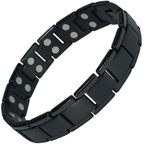 IonTopia Python Jet-Black Titanium Magnetic Bracelet Extra Long with Free Links Removal Tool