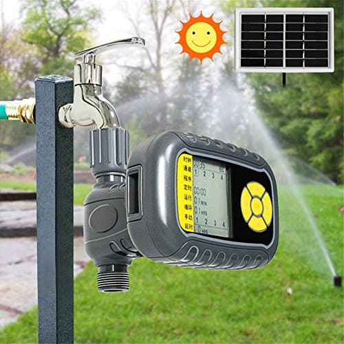 Pei Solar-Powered Automatic Water Timer Single Outlet Programmable Hose Faucet Timer Outdoor Garden Irrigation Controller
