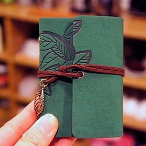 Hurricanes 20 Pockets Retro Portable PU Leather Leave Pattern String Credit Card Holder Photo Album Instant Pictures for Polaroid Fujifilm Instax Mini 7S 8 25 50S 90 Films - Green