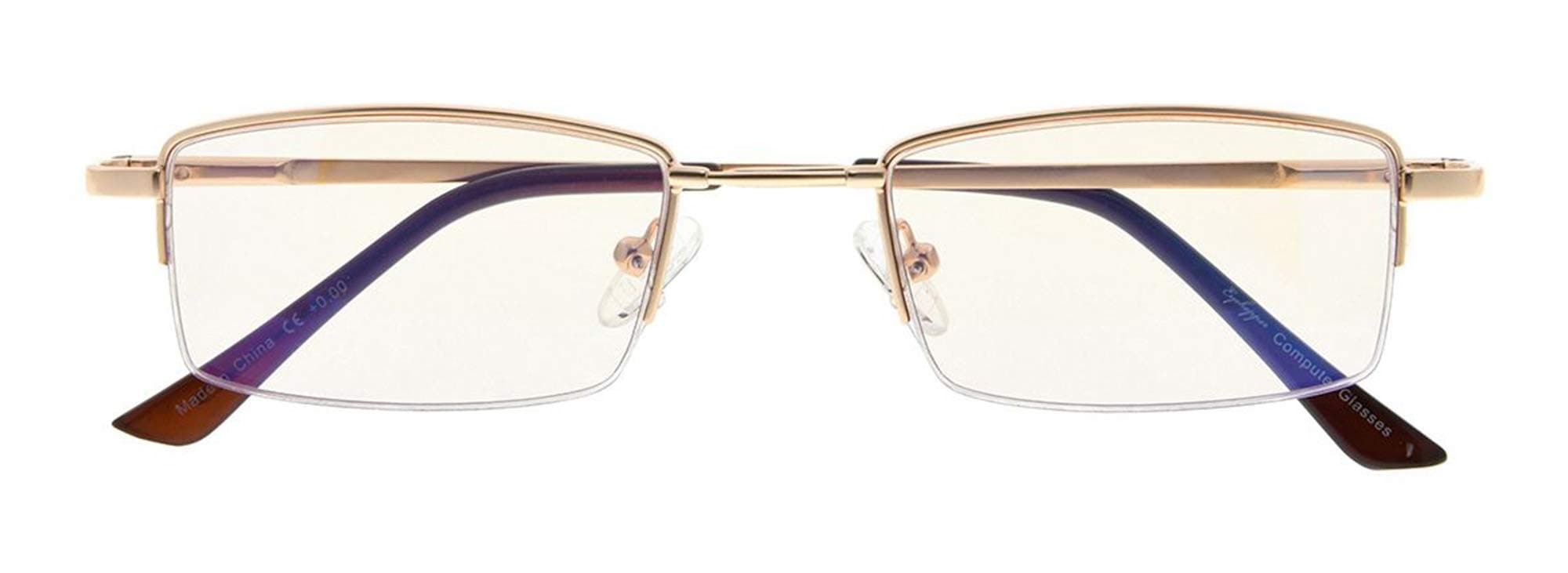 Blue Light Blocking,Reduce Eyestrain,Half-rim Titanium Bridge Computer Gaming Reading Glasses