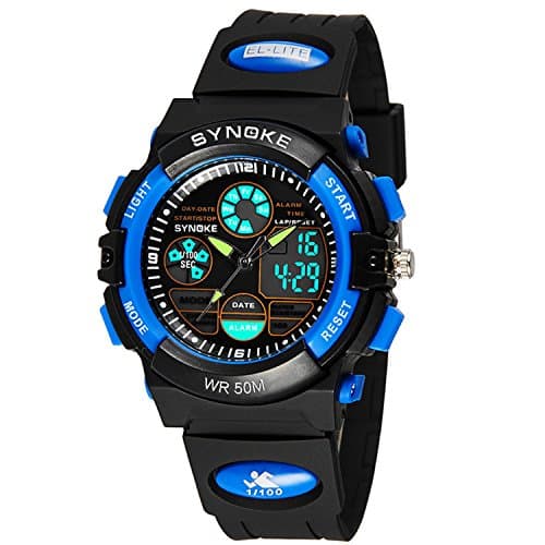 VBBARC Multi Function Digital Analog Watch LED Quartz Water Resistant Sport Watches for Boys Blue (BULE)