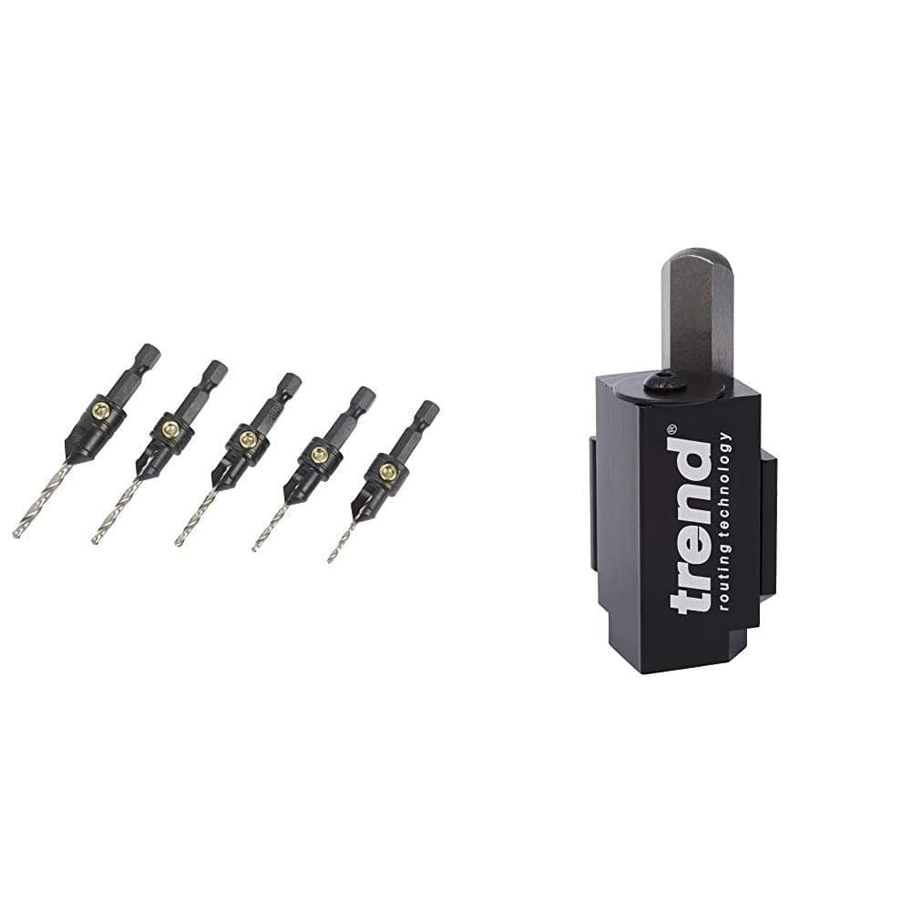 Trend Snap/CS/Set 5-Piece Drill Countersink Set & C Corner Chisel for Hinge Fitting, Black, 70mm