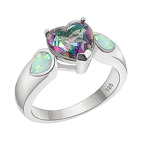 Sinlifu Triangle Shape Blue Opal 925 Silver Ring