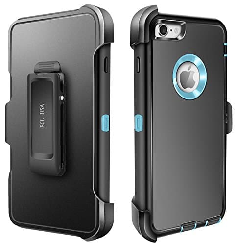 ECL USA The Eagle, iPhone 6S Plus Case With Screen Protector and With Belt Clip Kickstand Holster Tough Shockproof Full Cover For Apple iPhone 6 Plus / 6S Plus (Black / Teal)