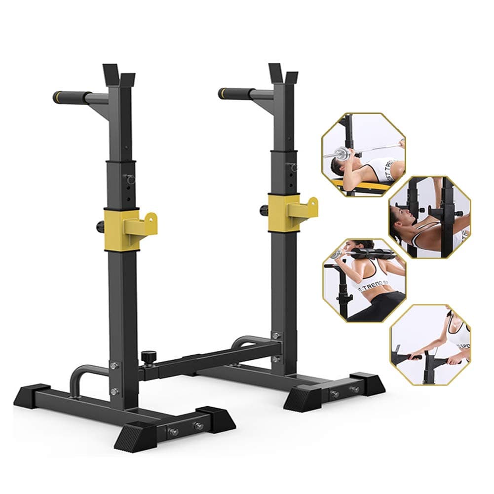 Adjustable Squat Rack Stand Power Weight Bench Support, Multifunction Indoor Weightlifting Rack, Weightlifting Household Barbell Stand, Black