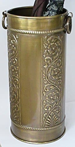 Excellent Accents Solid Brass Umbrella Stand Scrollwork Design 18.5" H x 8.75" W Lacquered to Resist tarnishing.
