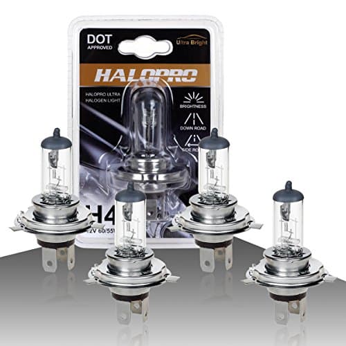 HaloPro Basic 4pcs H4 9003 HB2 12V 60/55W Headlight High&amp;Low Beam Halogen Bulb 3000-4000K Night White Land Rover / Acura / MAZDA