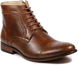 MetrocharmMC123 Men's Cap Toe Lace up Dress Casual Ankle Boot