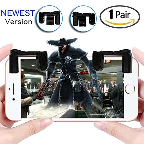 Mobile game controller PUBG – Upgraded for Android / Iphone IOS, 1 pair sensitive shoot and aim triggers for PUBG and Fortnite L1R1 trigger joystick gamepad for smart cell phone