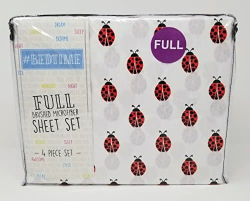 #Bedtime 4PC Full Sheet Set Ladybugs on White