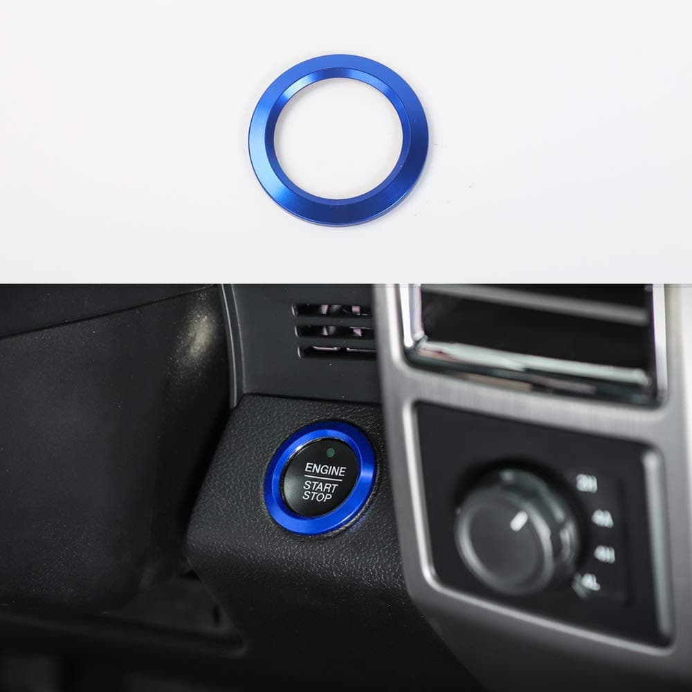 Blue ABS Inner Engine Start Switch Knob Button Decor Ring Cover Trim For Ford F150 2015 2016 2017 2018 2019