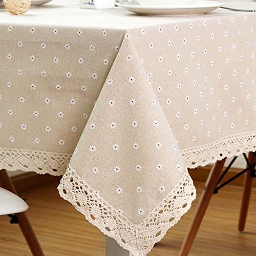 LINENLUX Stylish Square Rectangular Tablecloth/Table Cover for Kitchen Dinning Tabletop Decoration Khaki Stone Rectangle/Oblong 55 X 86 in