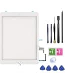 FeiyueTech for iPad 5 2017 5th Generation Screen Replacement Touch Digitizer Glass 9.7",for 5th Gen A1822 A1823 Repair Kits Includes Home Button+Camera Holder+PreInstalled Adhesive with Tools,White