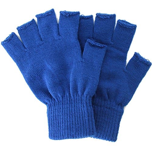 Unisex Plain Basic Fingerless Winter Knit Gloves Solid Color, Royal