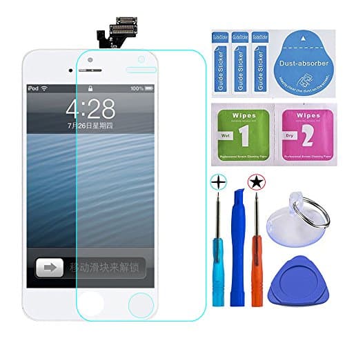 iphone 5 lcd touch Screen Replacement LCD Display Digitizer Frame Assembly Full Set with Tools and Professional Glass Screen Protector For iPhone 5 White 4.0 inches