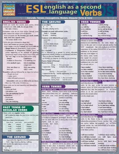 Esl Verbs (Quickstudy Reference Guides - Academic) Pamphlet – 29 April 2002