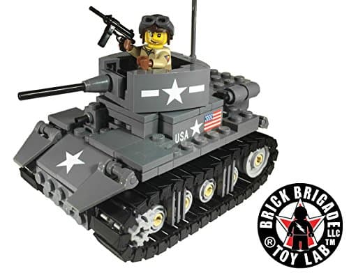 Brick Brigade Custom US Stuart Light Tank Prototype with 1 Crewman