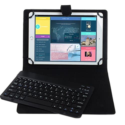 SMICK Leather Case + Wireless Bluetooth Keyboard,Smart Folio Case Stand Cover with Magnetic Closure Detachable Wireless Keyboard for 9''/10'iPad,Tablets