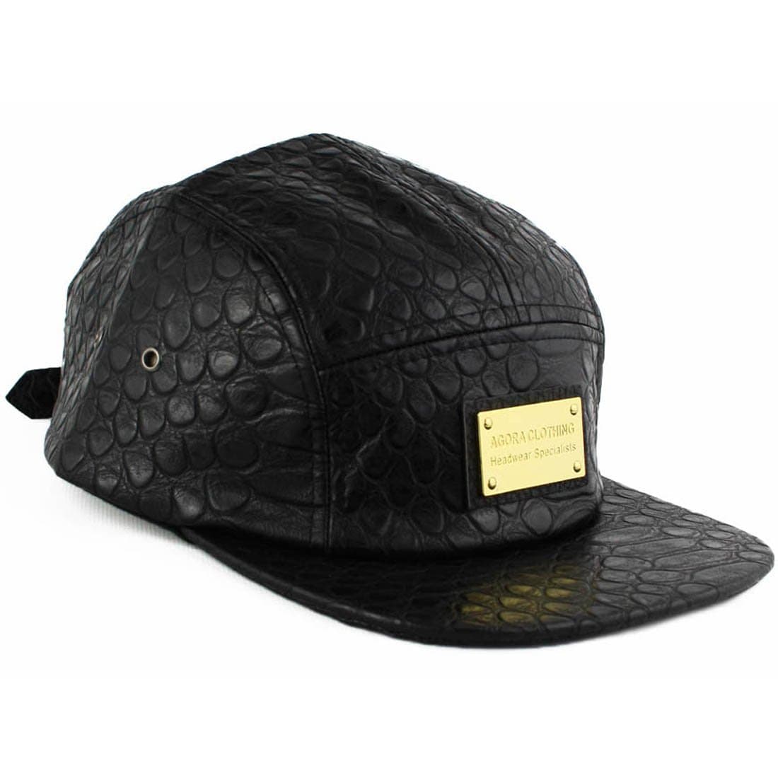 Full Snakeskin 5 Panel Cap Black