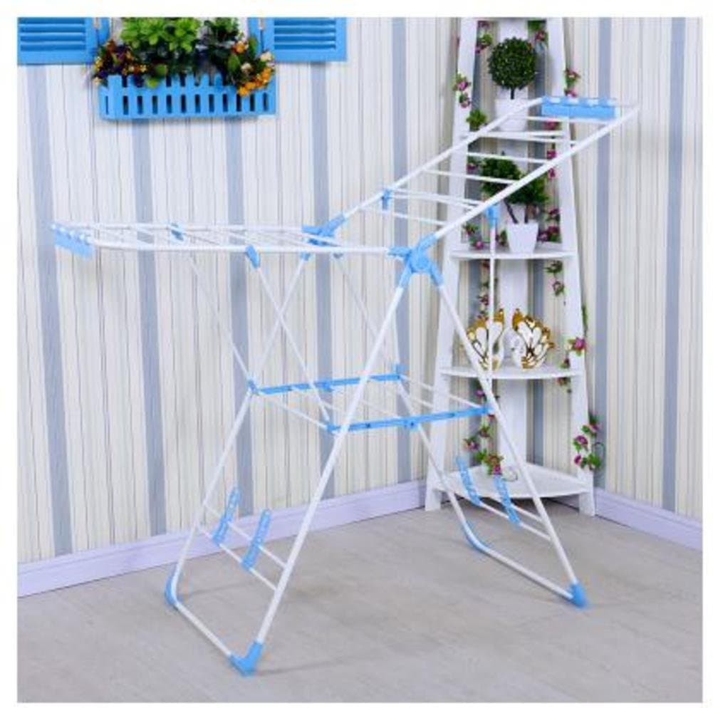 Airfoil folding drying rack for clothes,Multi-function airfoil folding indoor clothes dryer rack for courtyard,Sitting room,Balcony, Indoor and outdoor-Blue