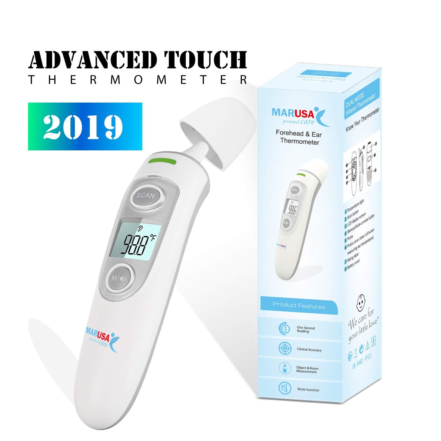 Baby Forehead Thermometer with Ear Function by (Support and Safe) Clinical Accuracy Thermometer for Fever Suitable for Baby, Toddler, Infant, and Adults (White)
