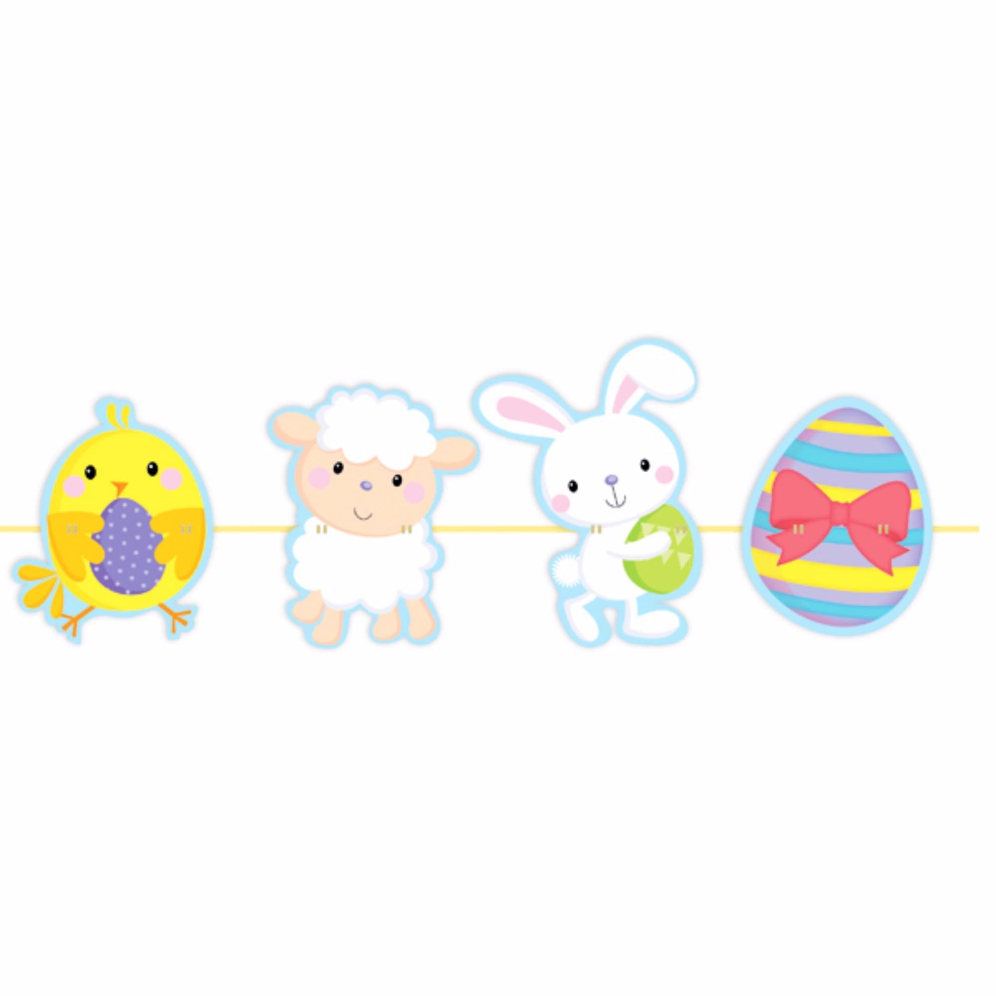 Eurowrap Easter Chick, Lamb, Rabbit & Egg Design Cute Decorative Garland (One Size) (Multicolored)