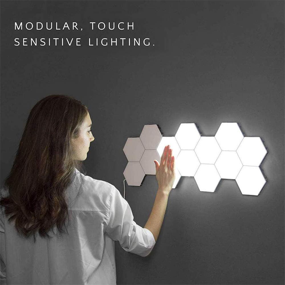 SUTIANZHANG Hexagonal Wall Lampled Quantum Light,Modular Touch Sensitive Lighting Home Decor Removable Geometry Assembly Night Light,1Pack,1pack