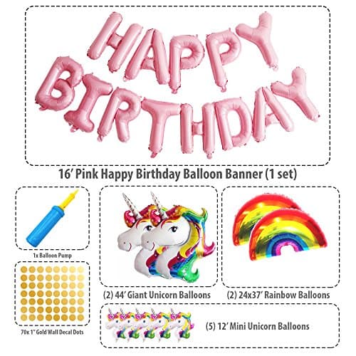 Rainbow Unicorn Balloon Set Decoration Bundle