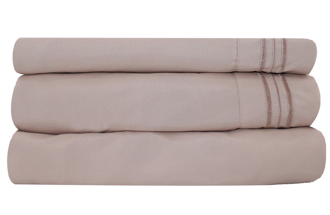 Droyee 4-PCS Bed in a Bag Sheet Set Solid Color Light Coffee Queen Size (1 Flat Sheet,1 Fitted Sheet,2 Pillow Cases)