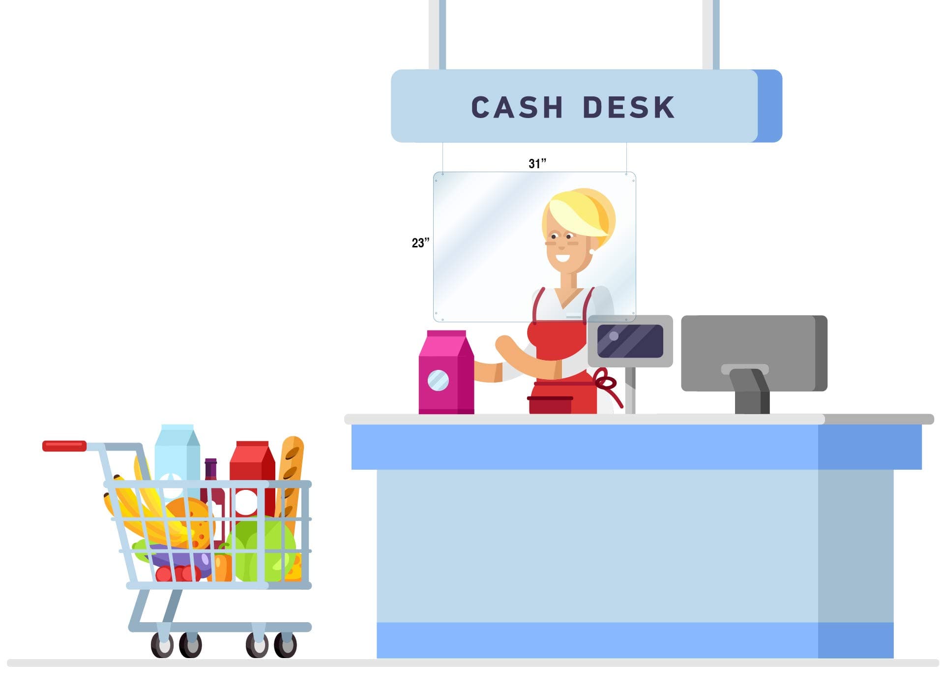 Hanging Sneeze Guard for Stores