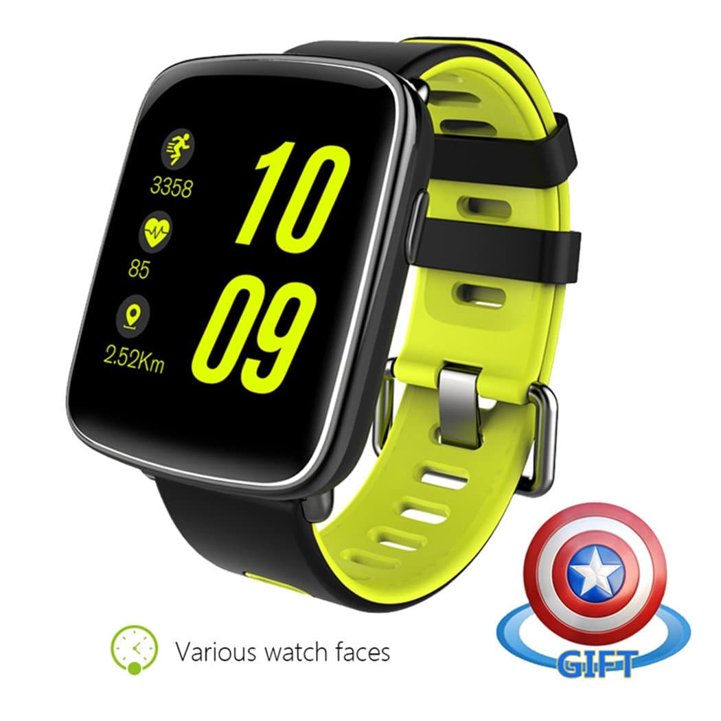 RANDTK GV68 Smart Watch with CPU Compatible with iOS No SIM Card and Android and Camera Support Bluetooth Heart Rate Sensor and Build in Battery. (Green)