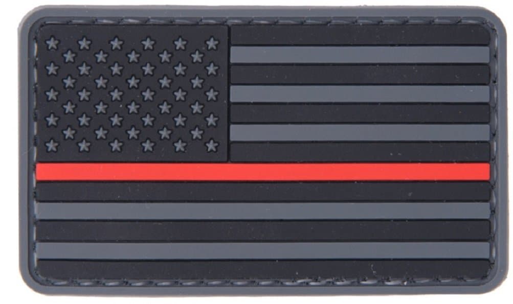 US Flag Thin Red Line Rubber Patch for Firefighters First Responders