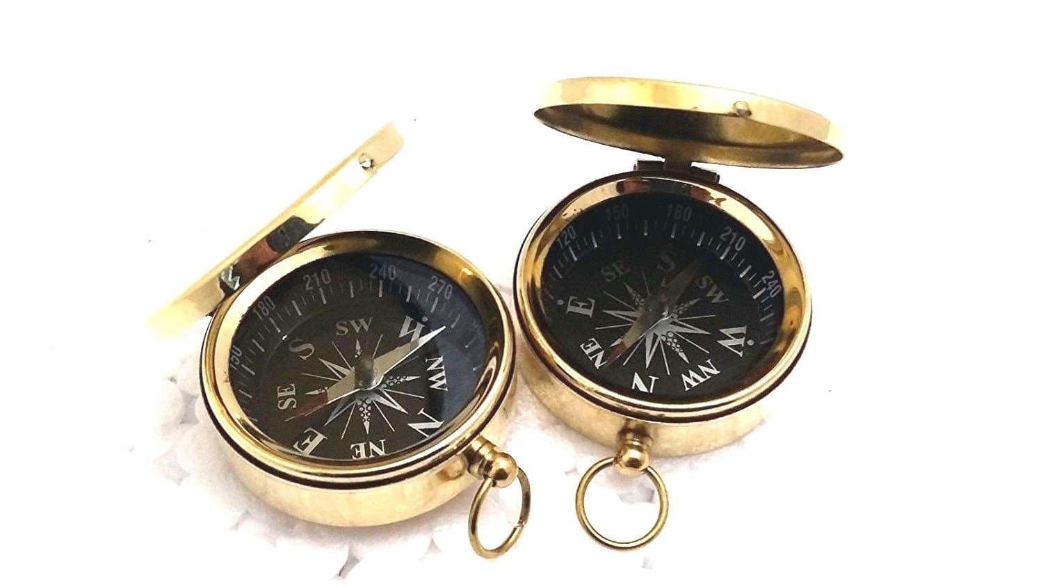 Safa Nautical Solid Brass 2'' Pocket Compass Brass compass, engraved compass, personalized working compass ~ Antique Compass B