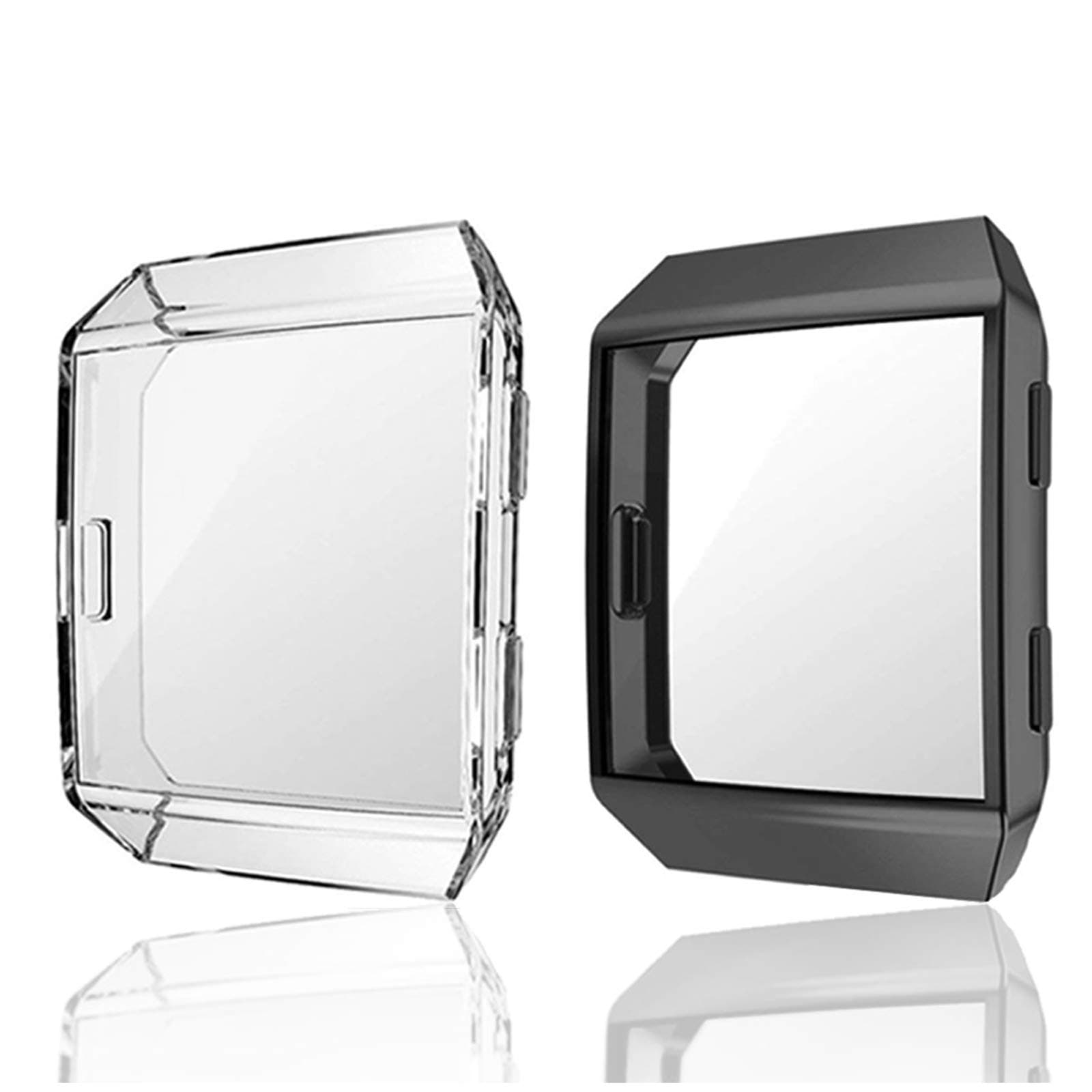 (2-Pack) KPYJA Compatible with Fitbit Ionic Screen Protector, TPU All-around Protective Case High Defination Clear Ultra-Thin Cover for Fitbit Ionic Smart Watch (Black/Clear)