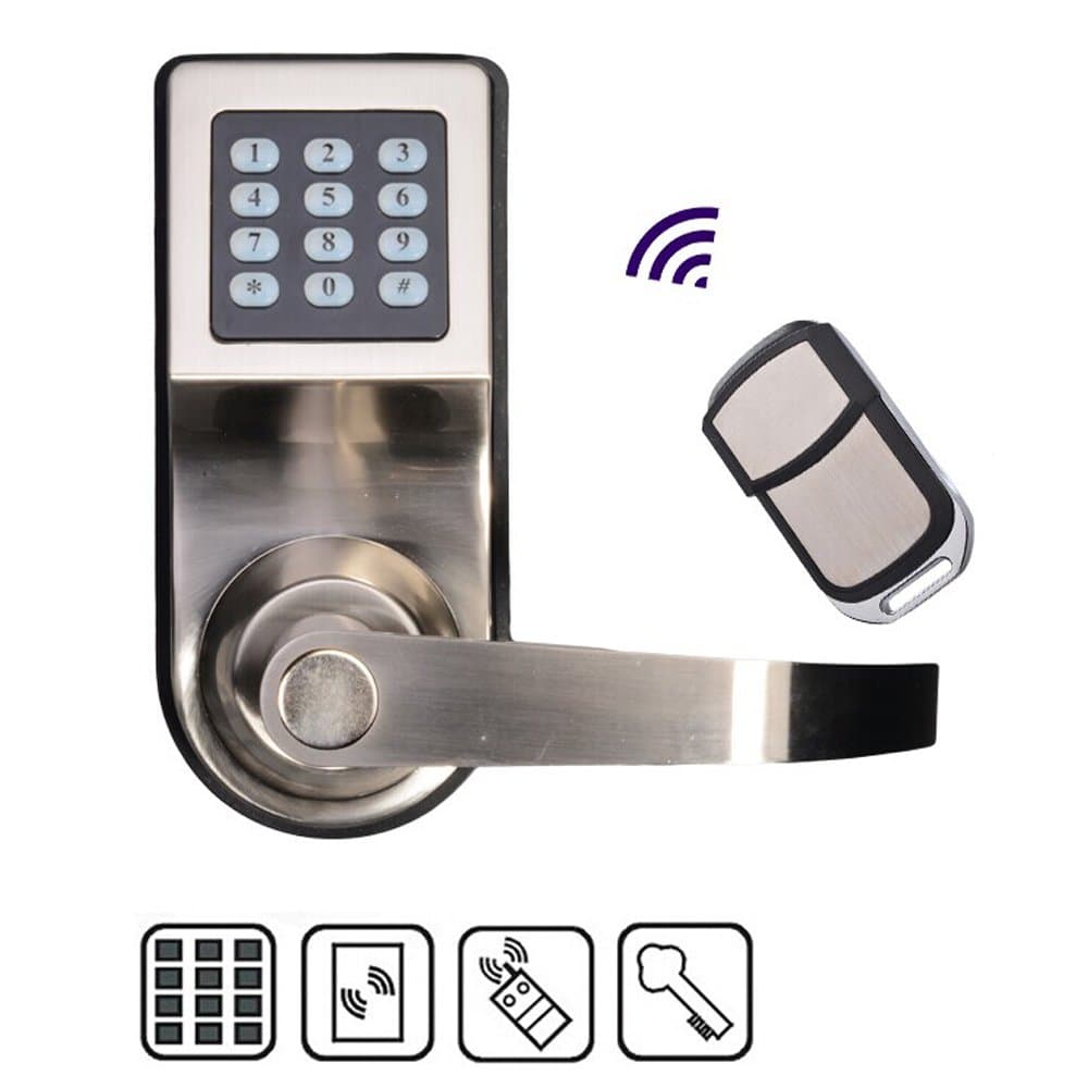 Beatease New Zinc Alloy Electronic Smart Access Keyless Digital Code Door Lock with Remote Control RFID Card unlock (Silver)