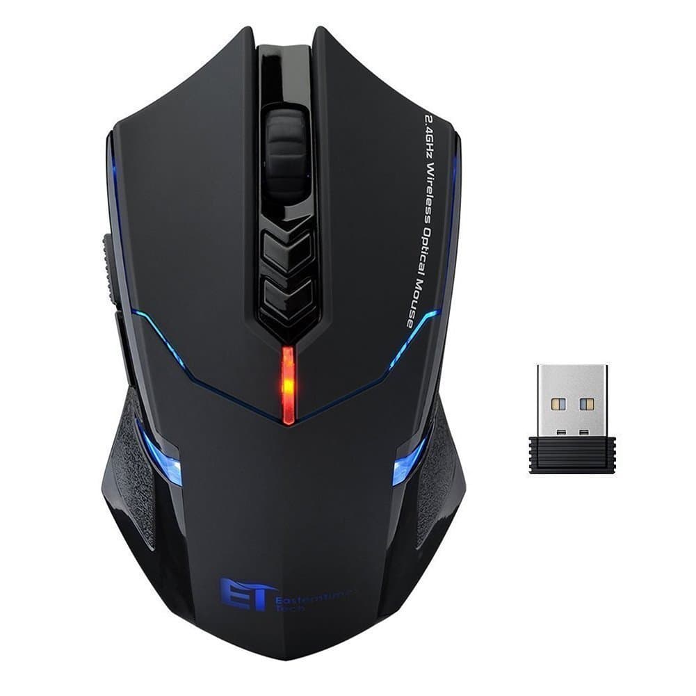 Wireless Gaming Mouse, 7 Button 5 Adjustable DPI Optical Silent Mice(2400 2000 1600 1200 800) for PC Laptop Computer MacBook Gamers (blue)