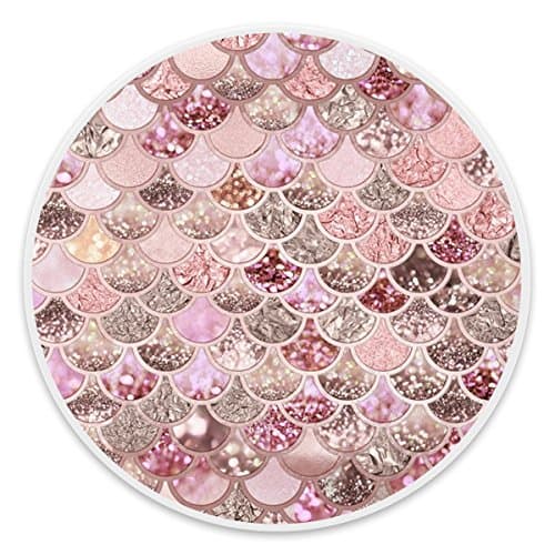 Pop Mount Socket for iPhone for Girls, Multi-function Expansion Holder, Phone Grip And Stand Socket Mobile Holder For Phones and Tablets - Rose Gold Blush Glitter Ombre Mermaid Scales White