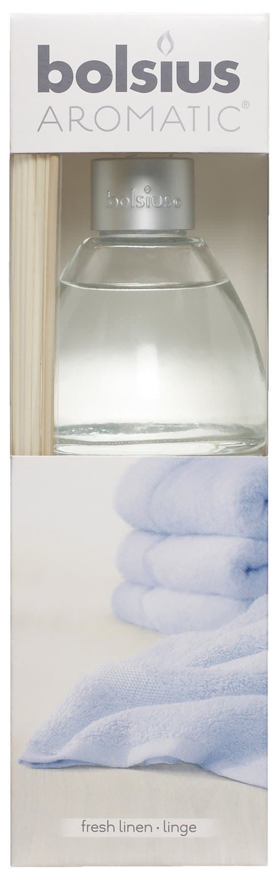 Aromatic "Fresh linen Scented Reed Diffuser, Non Toxic Diffuser oil, Transparent, 7.5 x 25 cm