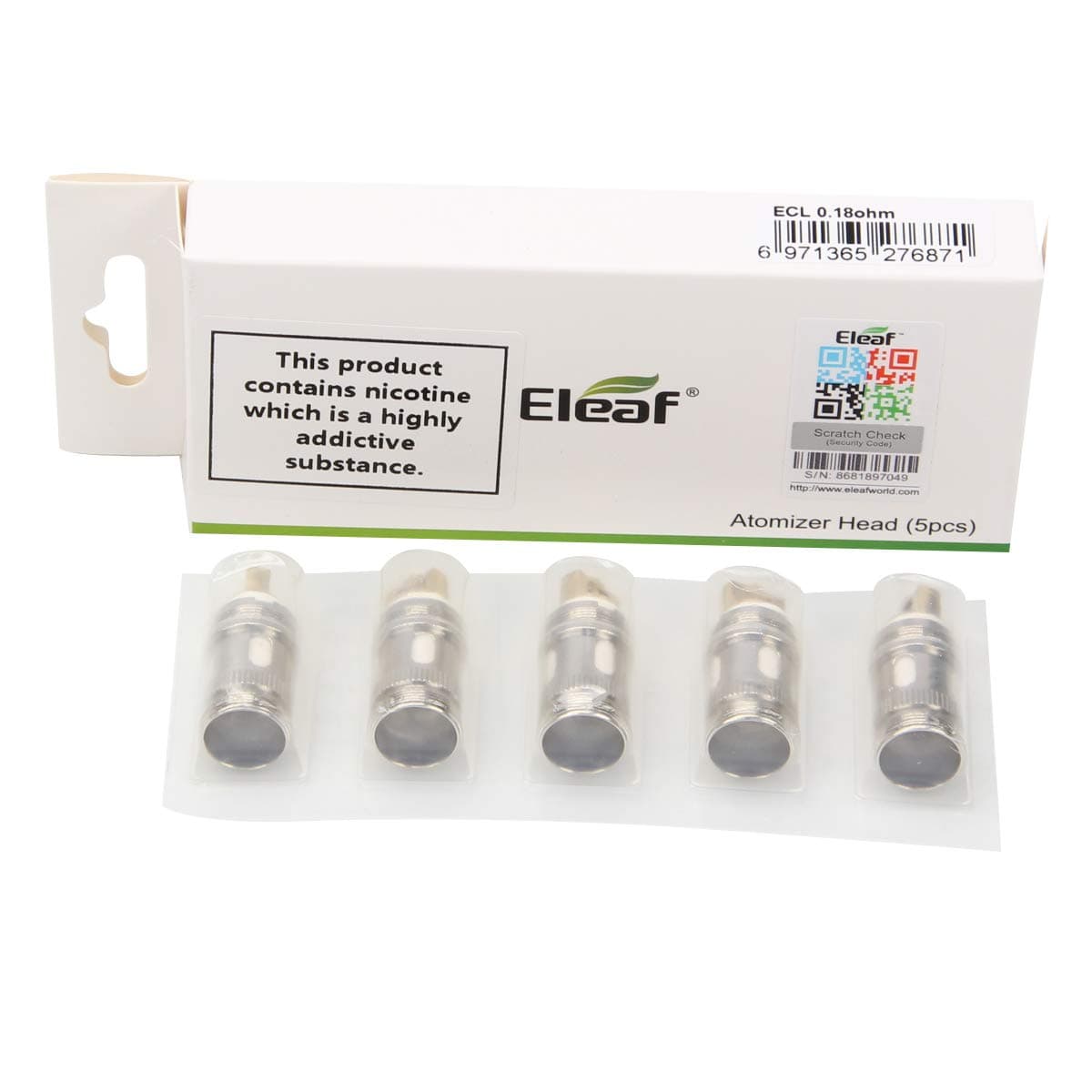 Eleaf ECL 0.18ohm Head Atomizer Coils Head Consisted of Dual SS316 Coils（No Nicotine）